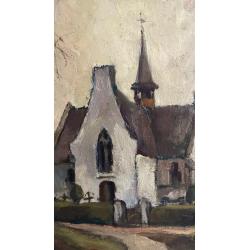 Schilderij van Kerkje te Vlassenbroek aan de Schelde