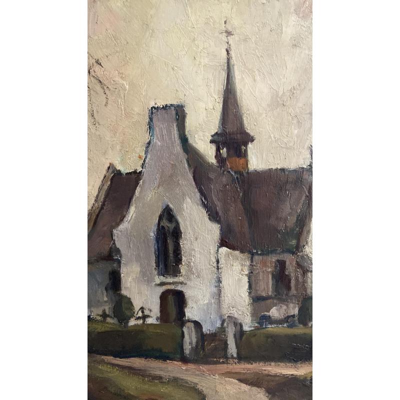 Schilderij van Kerkje te Vlassenbroek aan de Schelde