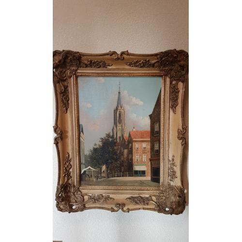 G J Dispo 1922 1973 Stadsgezicht Delft gracht en Oude Kerk