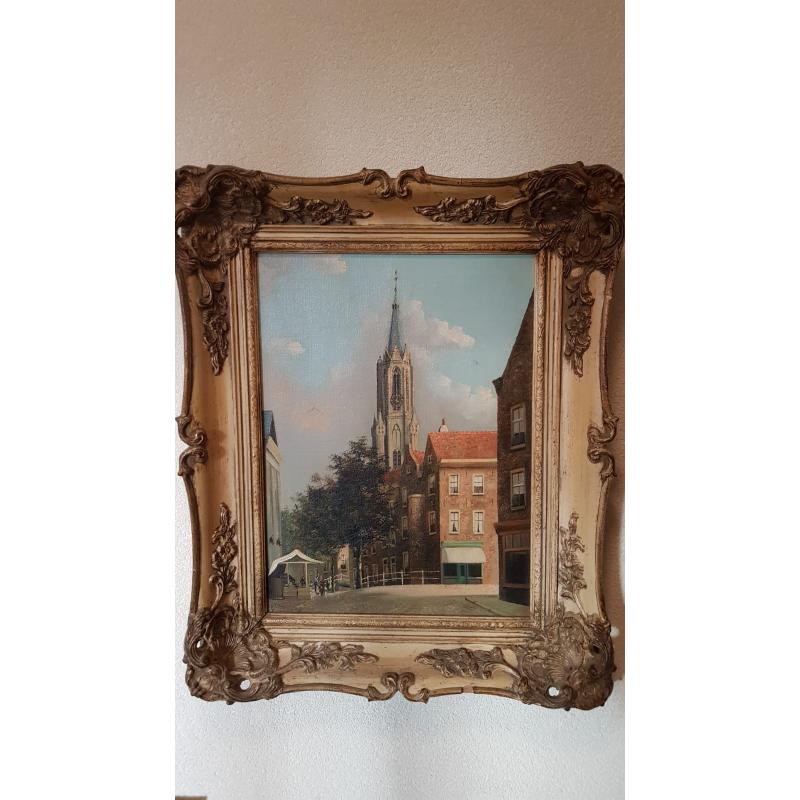 G J Dispo 1922 1973 Stadsgezicht Delft gracht en Oude Kerk