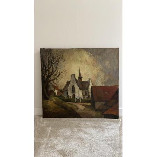 Schilderij van Kerkje te Vlassenbroek aan de Schelde