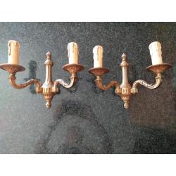 Kroonluchter messing   en   2 bijhorende wandarmaturen