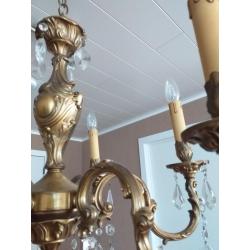 Kroonluchter messing   en   2 bijhorende wandarmaturen