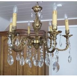 Kroonluchter messing   en   2 bijhorende wandarmaturen