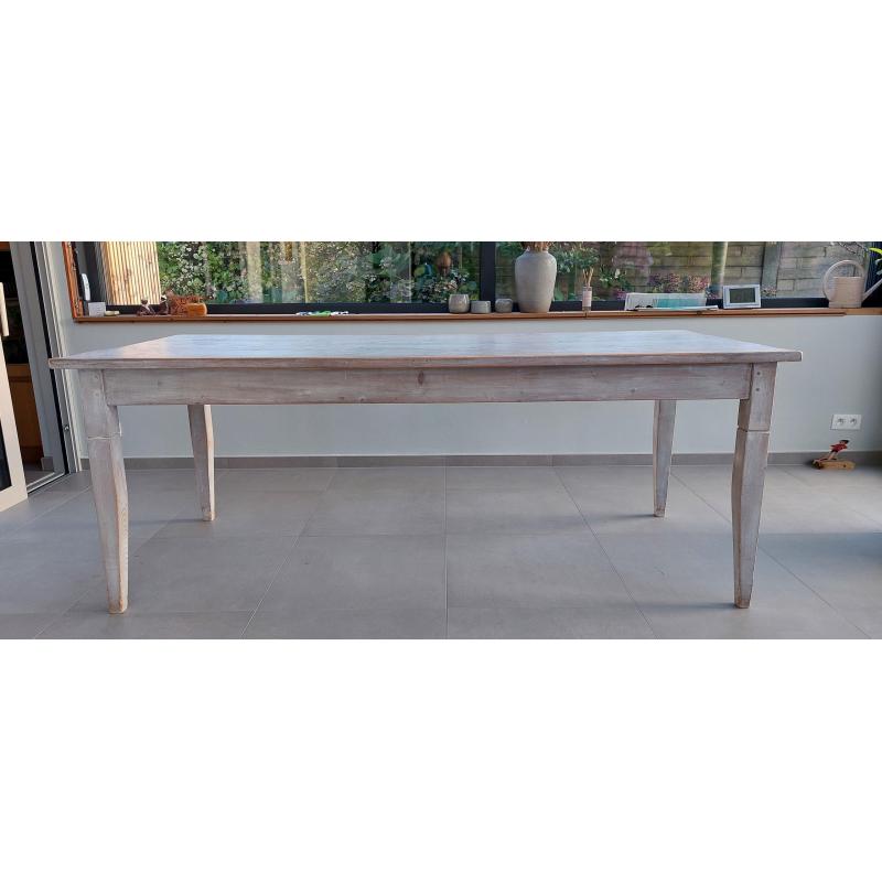 Grenen eettafel wit gewaxed