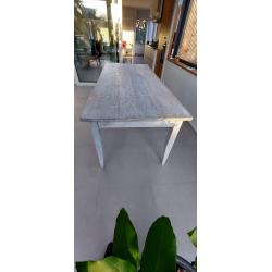 Grenen eettafel wit gewaxed