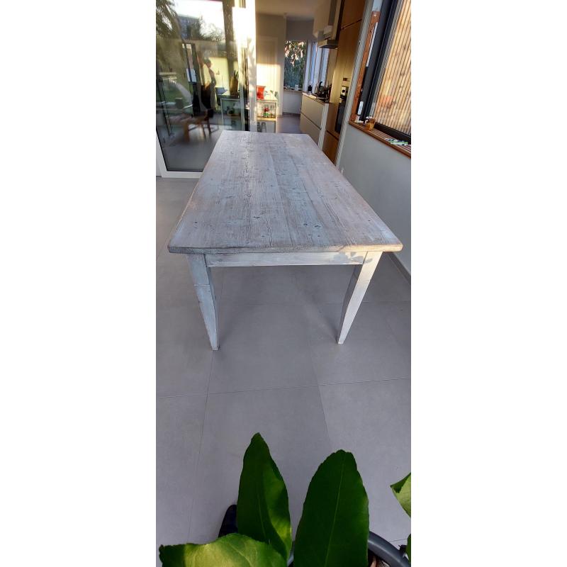 Grenen eettafel wit gewaxed
