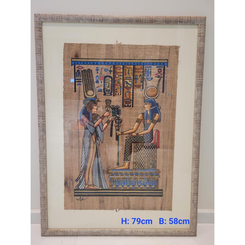 2 prachtige Egyptische papyrus schilderijen