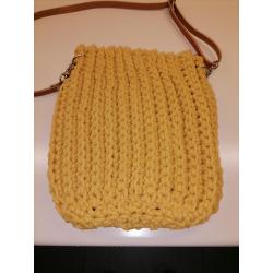 Handtas "Mosterd" met lederen schouderhengsels