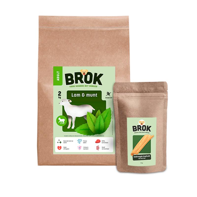 Proefpakket Graanvrije hondenbrokken van BROK - Lam & munt