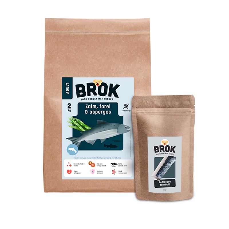 Proefpakket Graanvrij hondenvoer van BROK - Zalm, Forel & Asperges