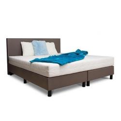 Boxsprings PROMO in zwart en taupe Lederlook  Gratis Levering Gent