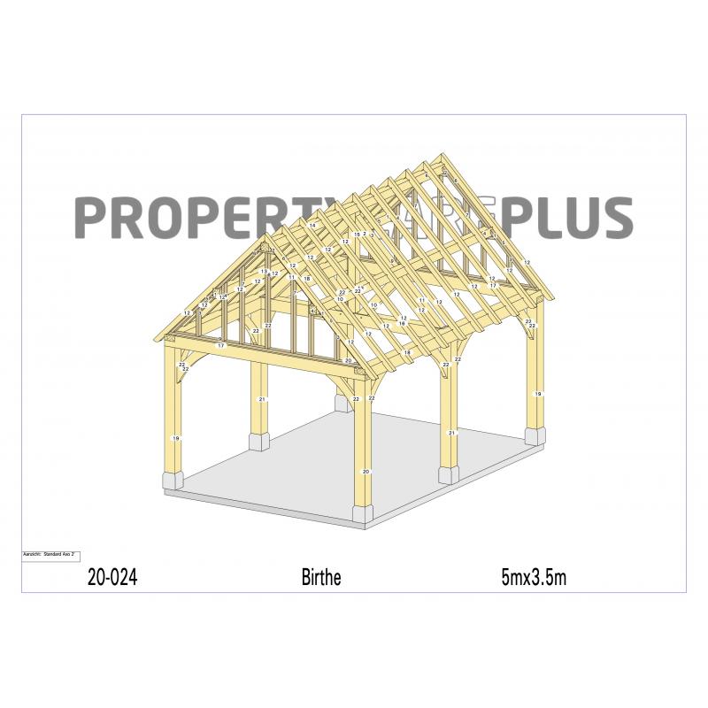 Houten skelet voor bijgebouw, carport, schuur of stal