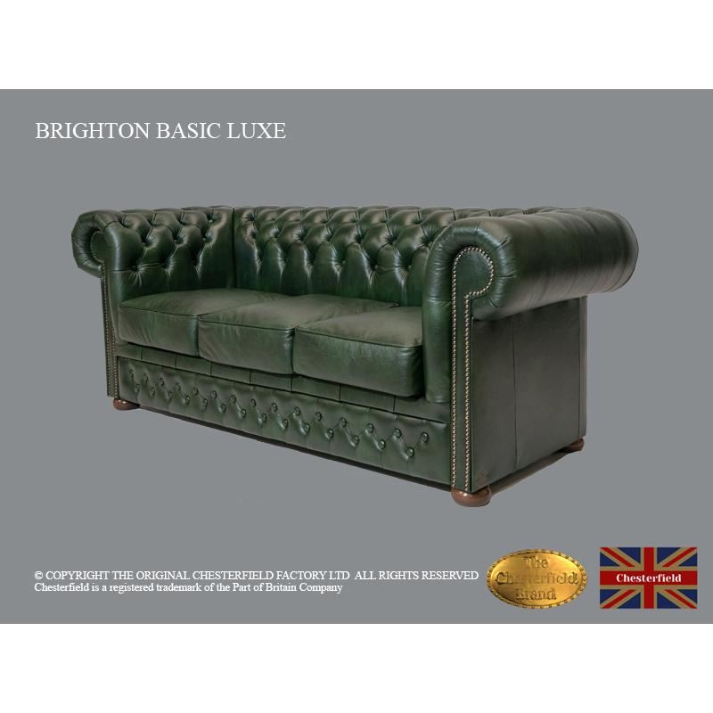 Chesterfield 3 zetels zit Brighton Basic Luxe Cloudy Groen