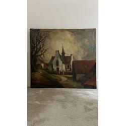 Schilderij van Kerkje te Vlassenbroek aan de Schelde