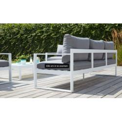 NIEUWE Caldela loungeset in wit aluminium:3-zit,2x1-zit,poef