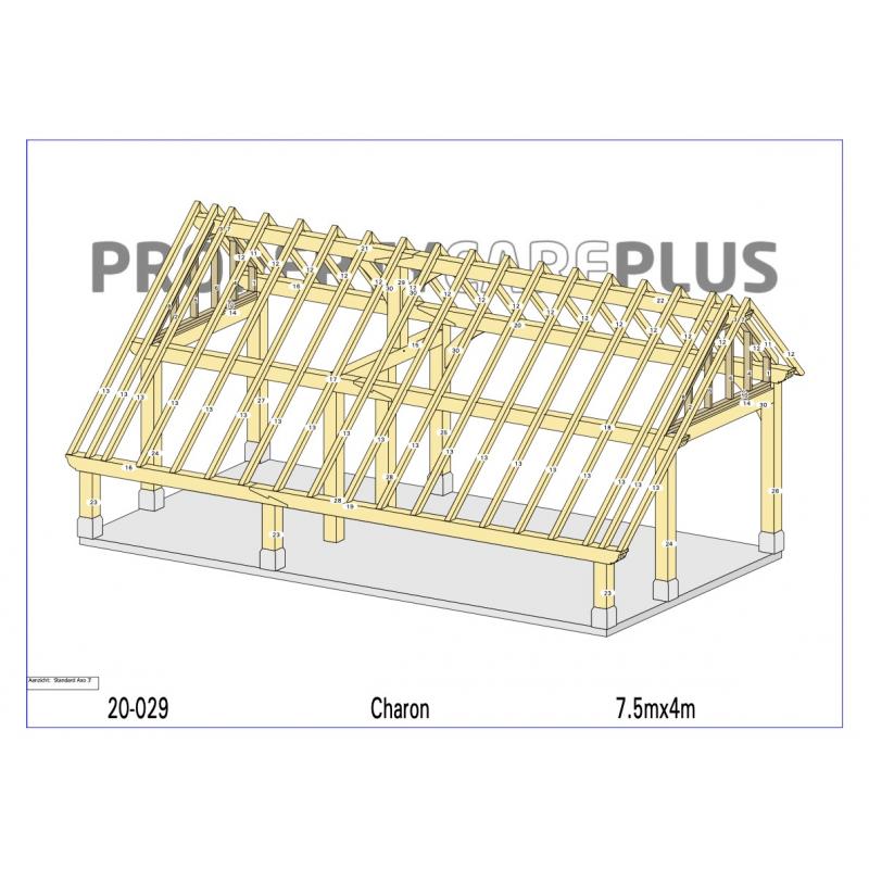 Houten skelet voor bijgebouw, carport, schuur of stal
