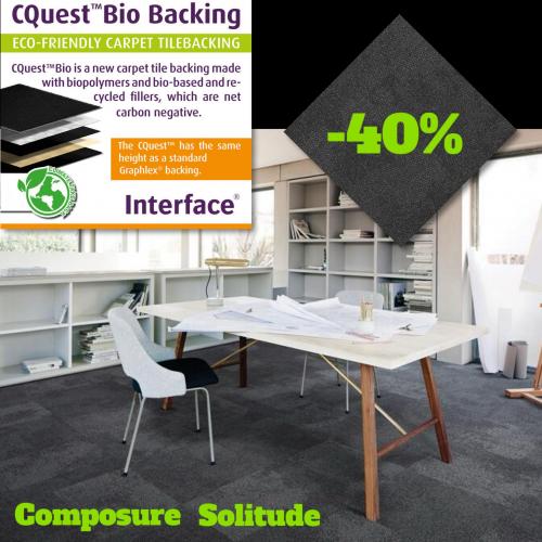 Zwarte duurzame tapijttegels Composure Solititude -40%