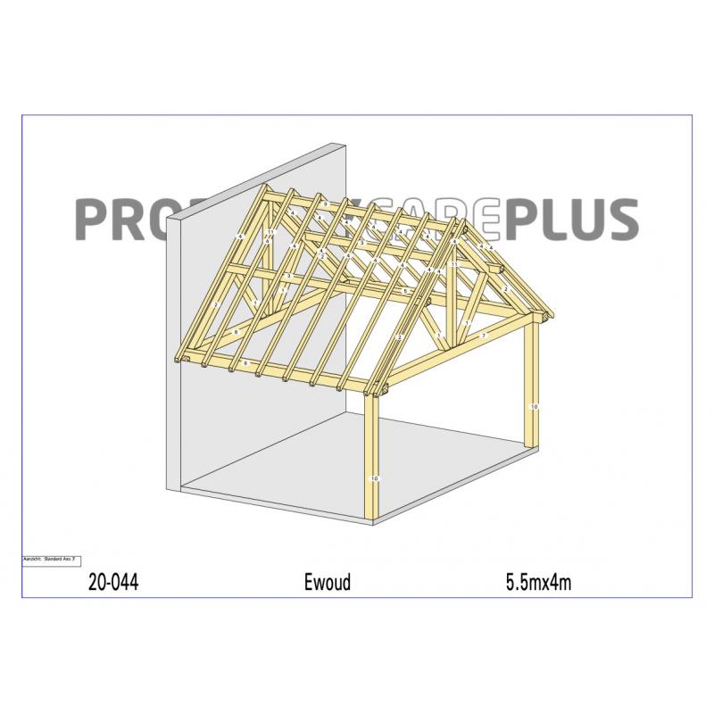 Houten skelet voor bijgebouw, carport, schuur of stal