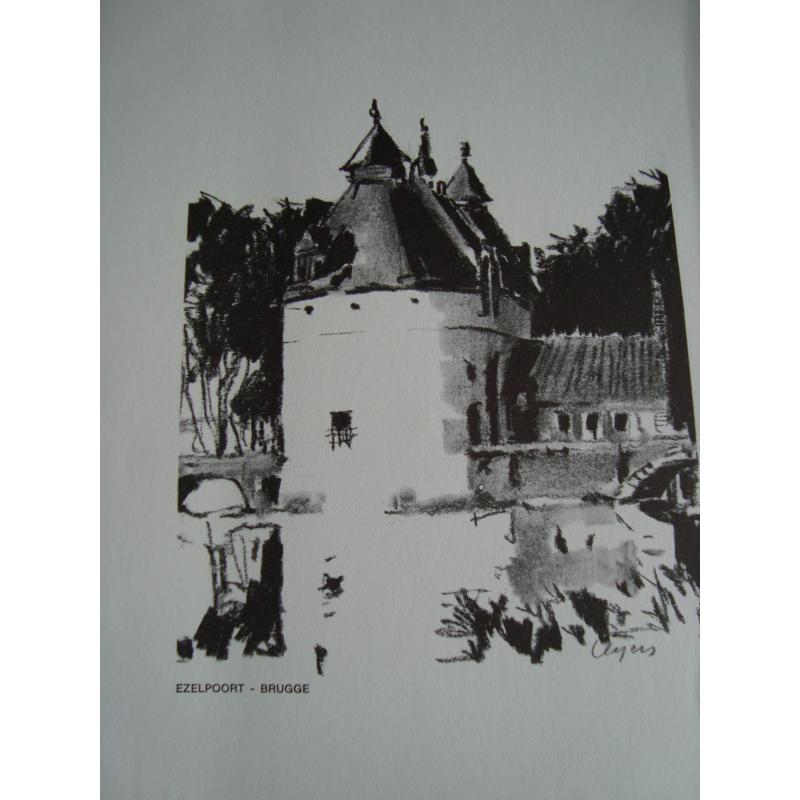 Tekening van Ezelpoort in Brugge