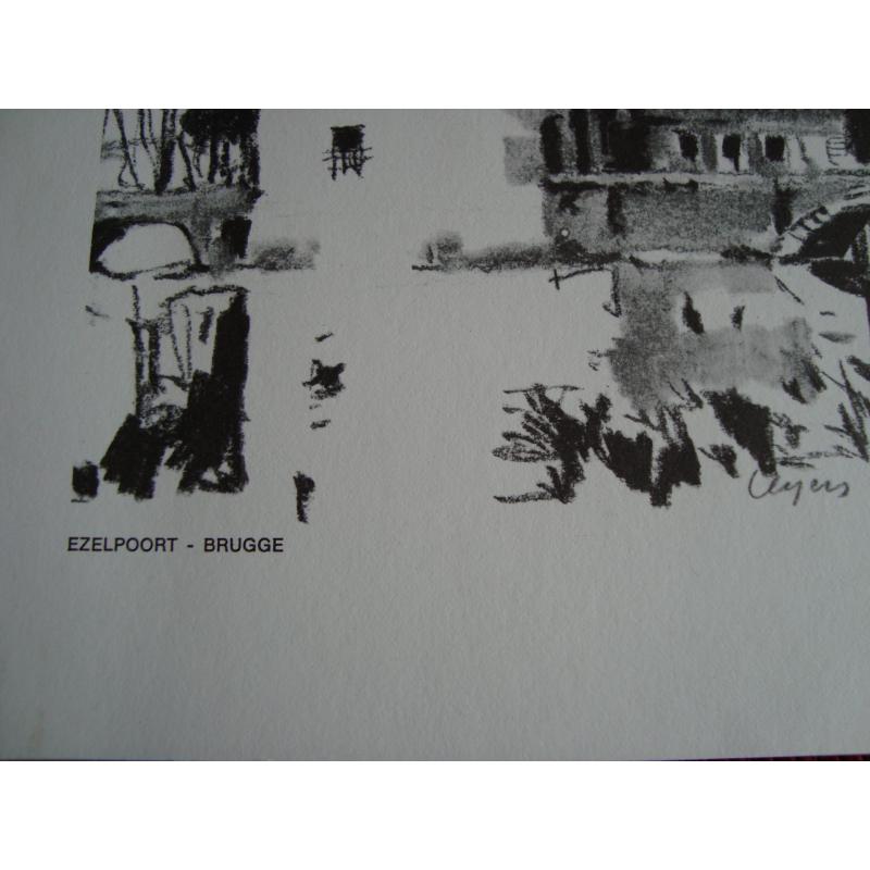 Tekening van Ezelpoort in Brugge