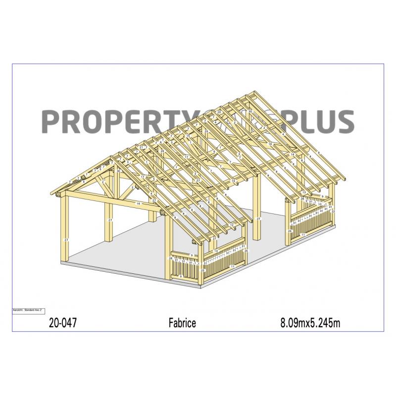 Houten skelet voor bijgebouw, carport, schuur of stal
