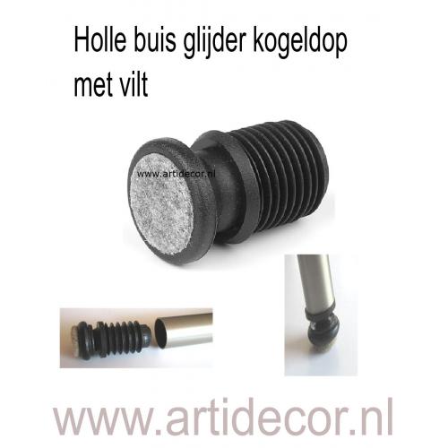 Holle buis glijder kogeldop met vilt