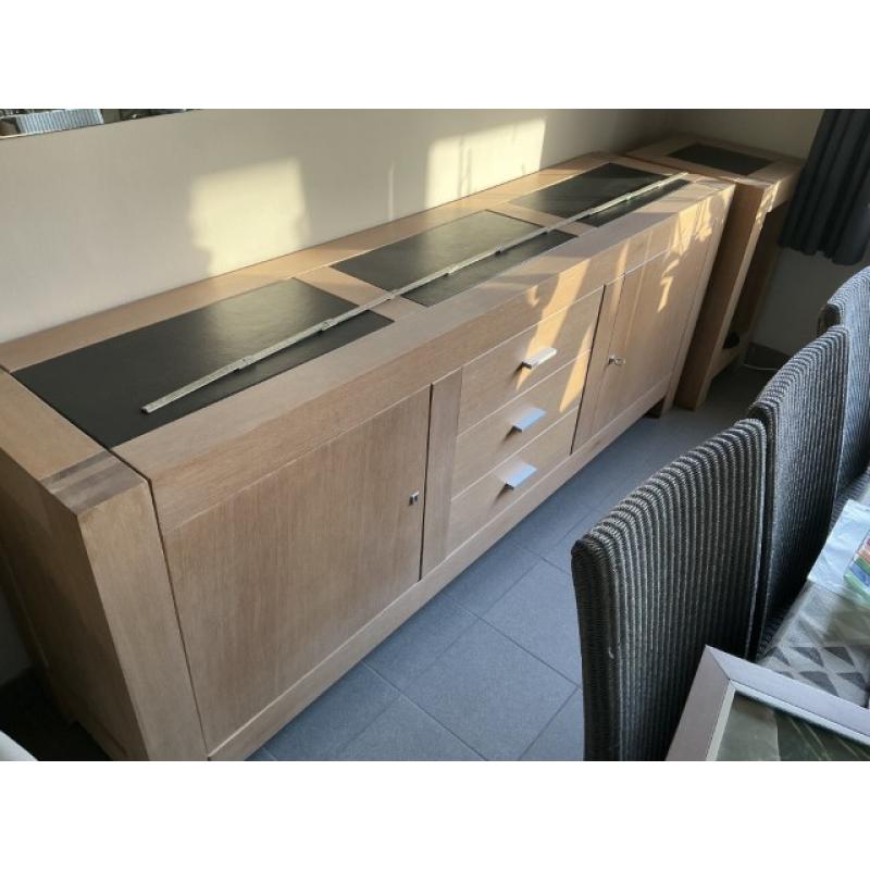 Volledige eetkamer met Leisteen , in vol eikenhout