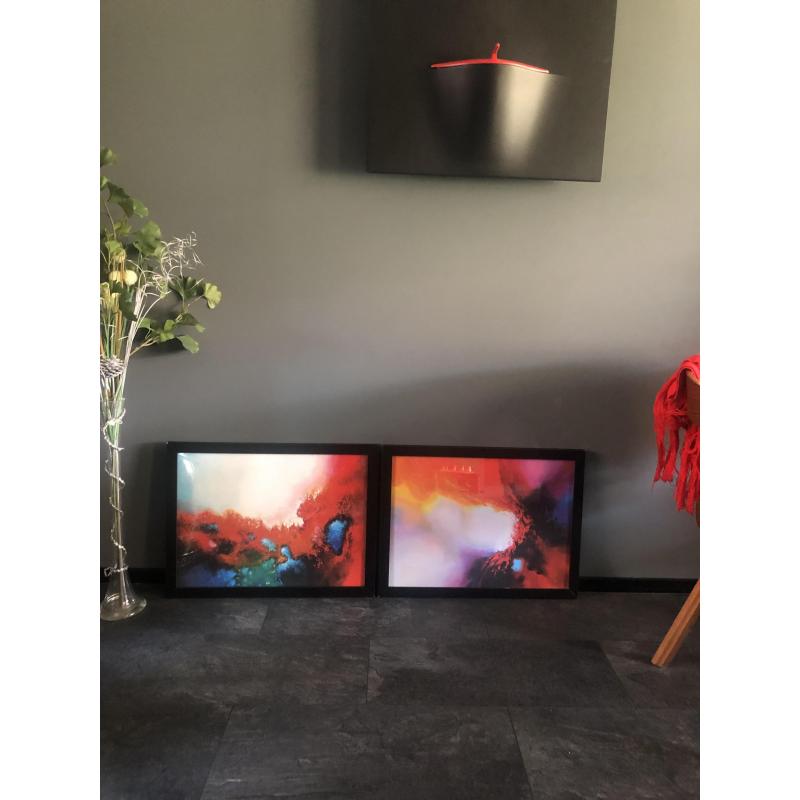 2- ingelijste abstracte kunst posters van Art Grande - Serdar Hizli