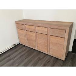 Massief eiken dressoir + tafel + tv-kast