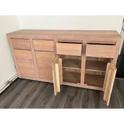 Massief eiken dressoir + tafel + tv-kast