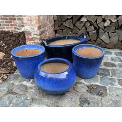 bloempot blauw (glazed egg blue)