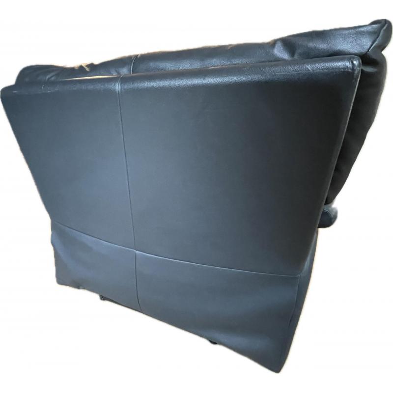 Compleet salon donkerblauw echt leder éénzit relax, driezit relax, tweezit