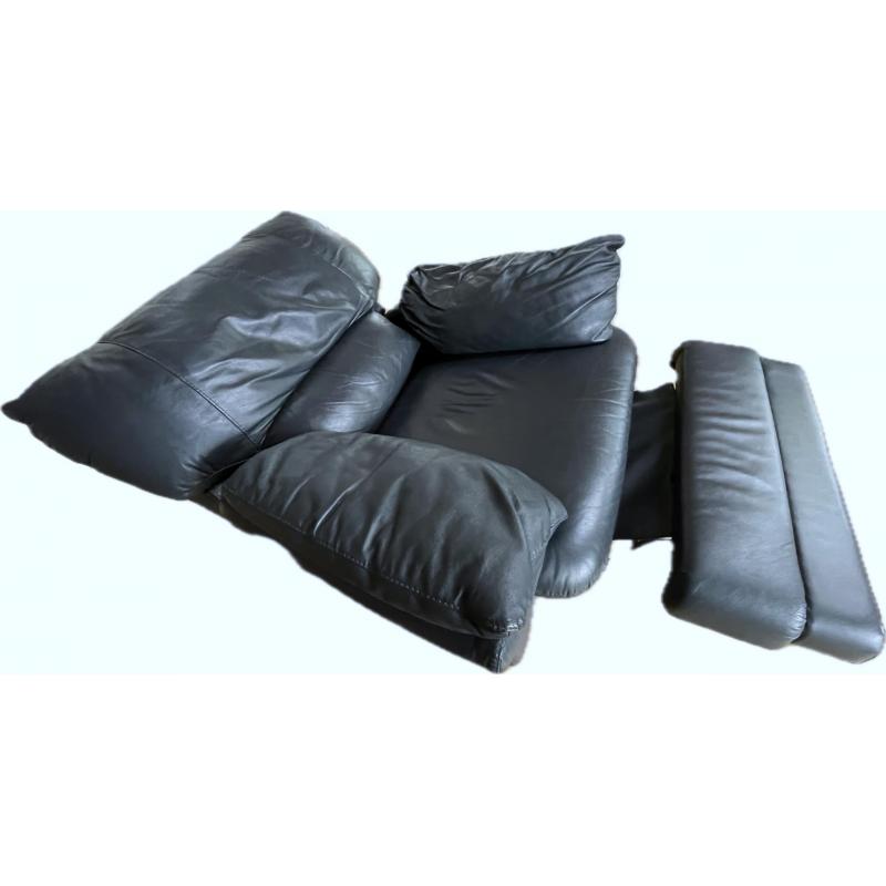 Salon leder éénzit relax donkerblauw
