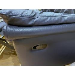 Salon leder driezit met relax donkerblauw
