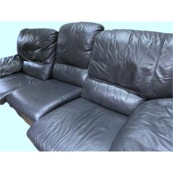 Salon leder driezit met relax donkerblauw