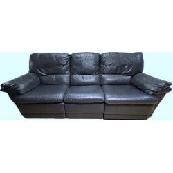 Compleet salon donkerblauw echt leder éénzit relax, driezit relax, tweezit