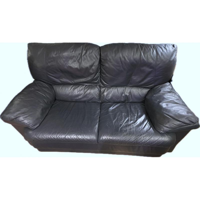 Salon leder tweezit donkerblauw