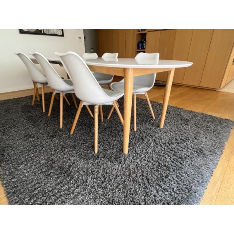 tafel uitschuifbaar en 8 stoelen