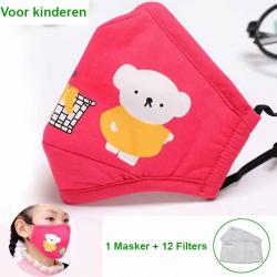 Katoenen Mondkapje   12 Plug-In Filters Voor 12 Weken Bescherming
