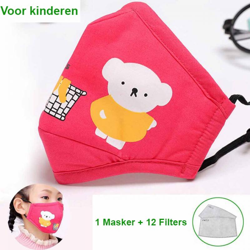 Katoenen Mondkapje   12 Plug-In Filters Voor 12 Weken Bescherming