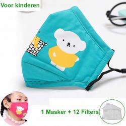 Katoenen Mondkapje   12 Plug-In Filters Voor 12 Weken Bescherming