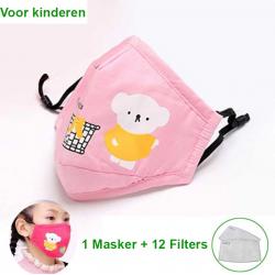 Katoenen Mondkapje   12 Plug-In Filters Voor 12 Weken Bescherming