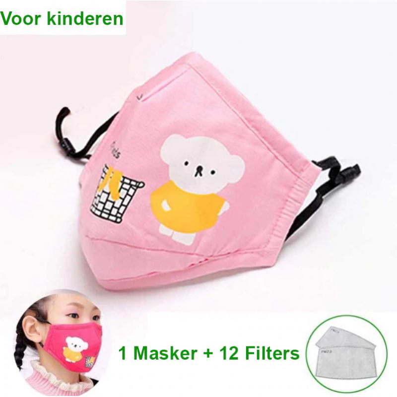 Katoenen Mondkapje   12 Plug-In Filters Voor 12 Weken Bescherming