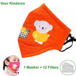 Katoenen Mondkapje   12 Plug-In Filters Voor 12 Weken Bescherming