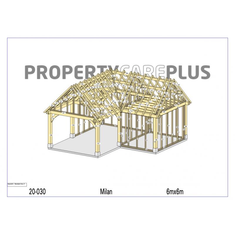 Houten skelet voor bijgebouw, carport, schuur of stal