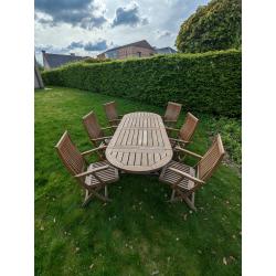 Teak tuinset van Gloster - 6 stoelen met originele kussens