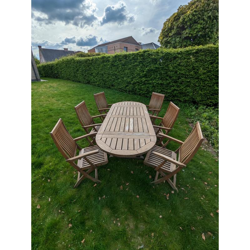 Teak tuinset van Gloster - 6 stoelen met originele kussens