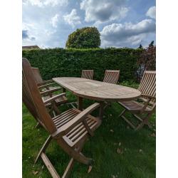 Teak tuinset van Gloster - 6 stoelen met originele kussens