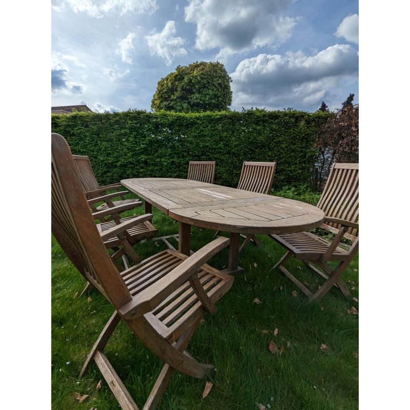 Teak tuinset van Gloster - 6 stoelen met originele kussens